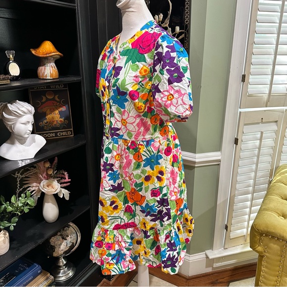 J.Crew Bold Floral Cotton Mini Dress (Size 8) - Picture 10 of 13